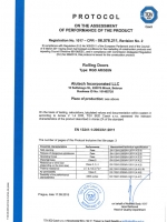  <p>Протокол соответствия EN 13241-1 (TUV SUD Czech, Чехия) на роллетные ворота из профиля AR/555N</p>